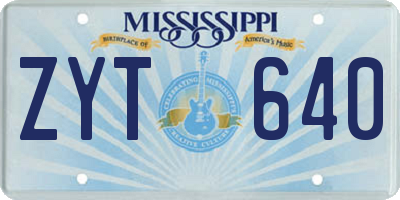MS license plate ZYT640