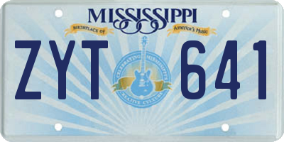 MS license plate ZYT641