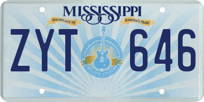 MS license plate ZYT646