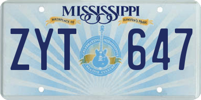 MS license plate ZYT647
