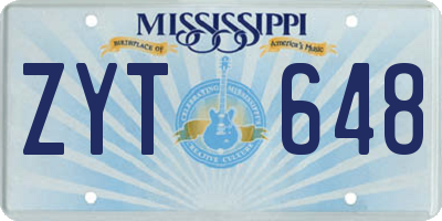 MS license plate ZYT648