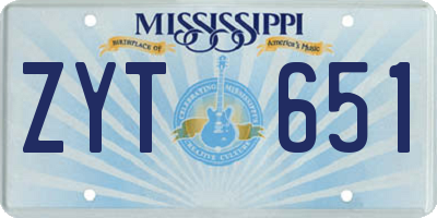 MS license plate ZYT651