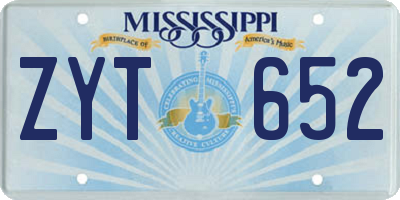 MS license plate ZYT652