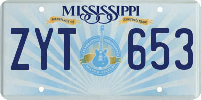 MS license plate ZYT653