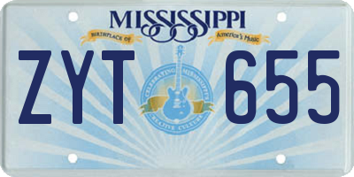 MS license plate ZYT655