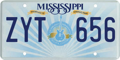 MS license plate ZYT656