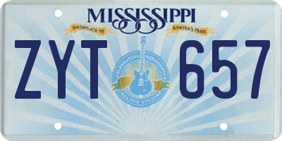 MS license plate ZYT657
