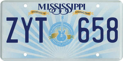 MS license plate ZYT658