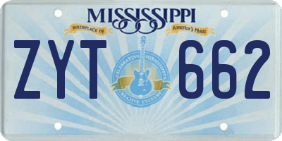 MS license plate ZYT662
