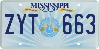 MS license plate ZYT663
