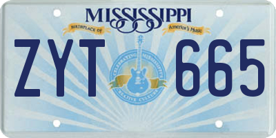 MS license plate ZYT665