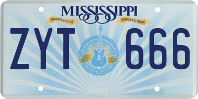 MS license plate ZYT666
