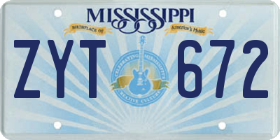 MS license plate ZYT672