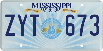 MS license plate ZYT673