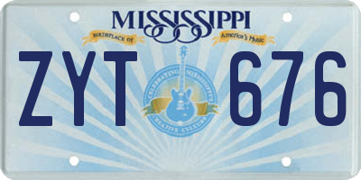 MS license plate ZYT676