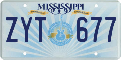 MS license plate ZYT677