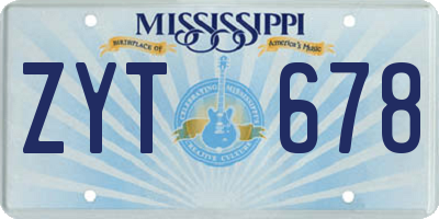 MS license plate ZYT678