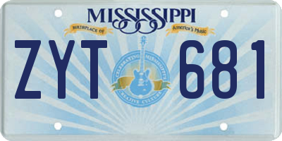 MS license plate ZYT681