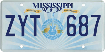MS license plate ZYT687