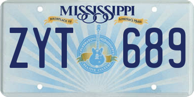 MS license plate ZYT689
