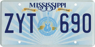 MS license plate ZYT690