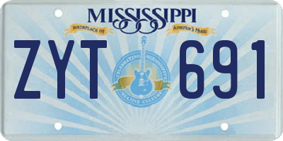 MS license plate ZYT691