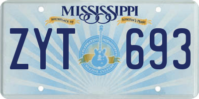 MS license plate ZYT693