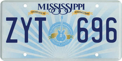 MS license plate ZYT696