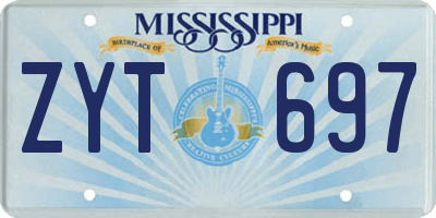 MS license plate ZYT697