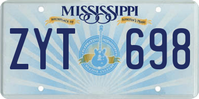 MS license plate ZYT698