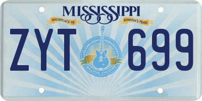 MS license plate ZYT699