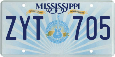 MS license plate ZYT705