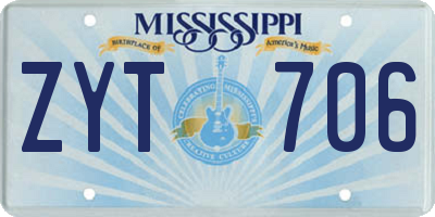 MS license plate ZYT706