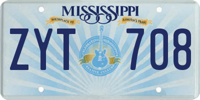 MS license plate ZYT708