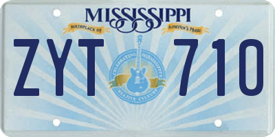 MS license plate ZYT710