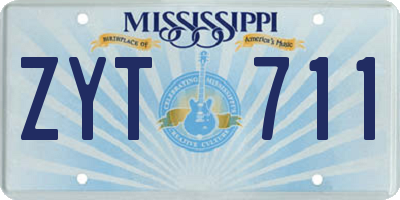 MS license plate ZYT711