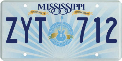 MS license plate ZYT712
