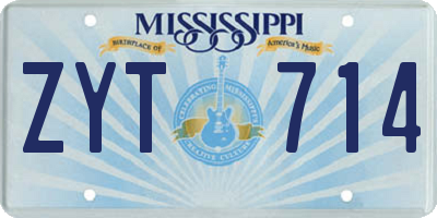 MS license plate ZYT714