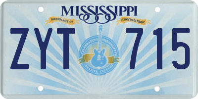MS license plate ZYT715