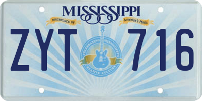 MS license plate ZYT716