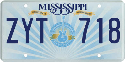 MS license plate ZYT718