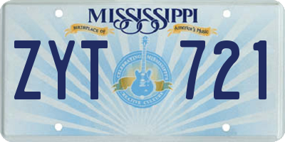 MS license plate ZYT721