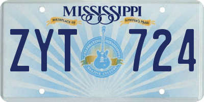 MS license plate ZYT724
