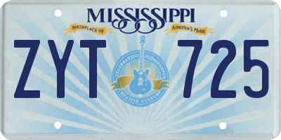 MS license plate ZYT725