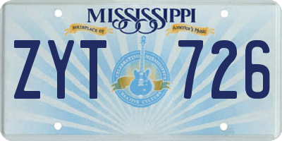 MS license plate ZYT726