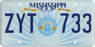 MS license plate ZYT733