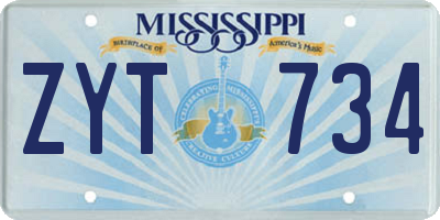 MS license plate ZYT734