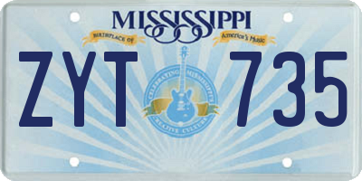 MS license plate ZYT735