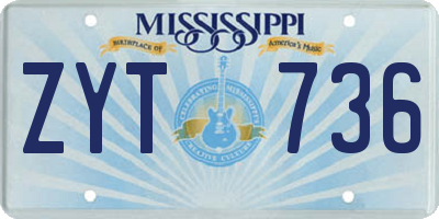 MS license plate ZYT736