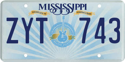 MS license plate ZYT743